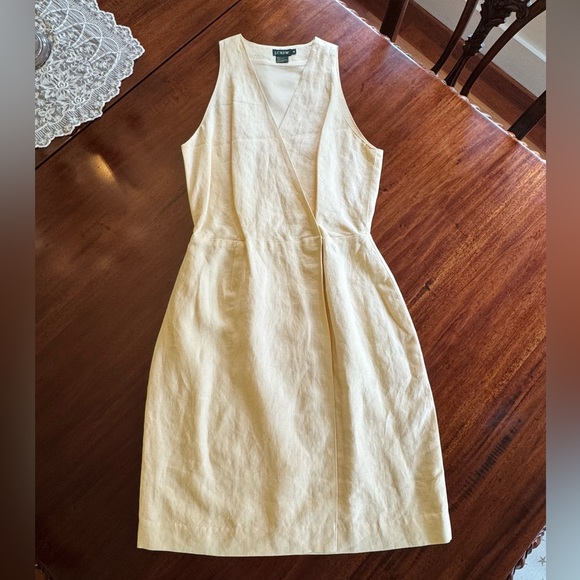 J. Crew Dresses & Skirts - J. Crew Pale Yellow Sleeveless Linen Sheath Dress
